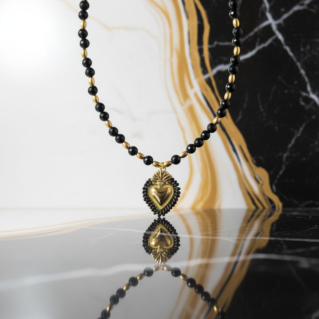 Collana Cuore Sacro Nera – Galiano Jewels