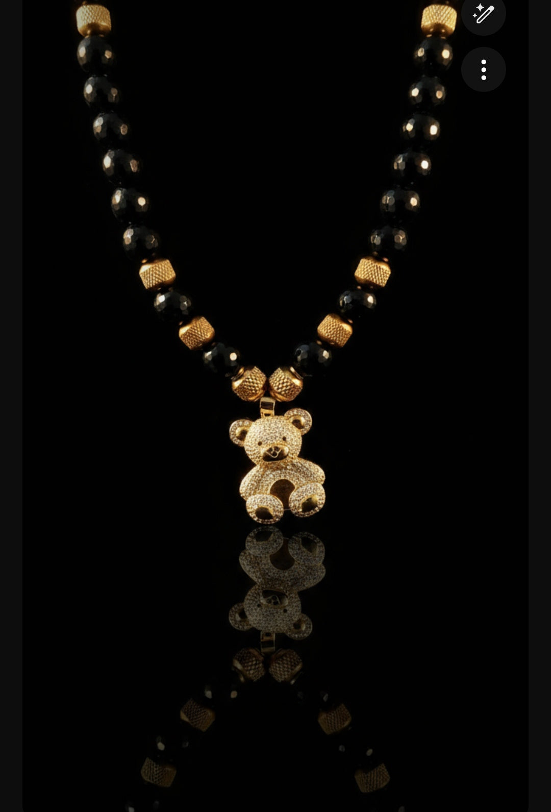 Collana Nera Dorata con Pendente Orsetto in Cristalli – Gioiello Trendy Uomo Donna