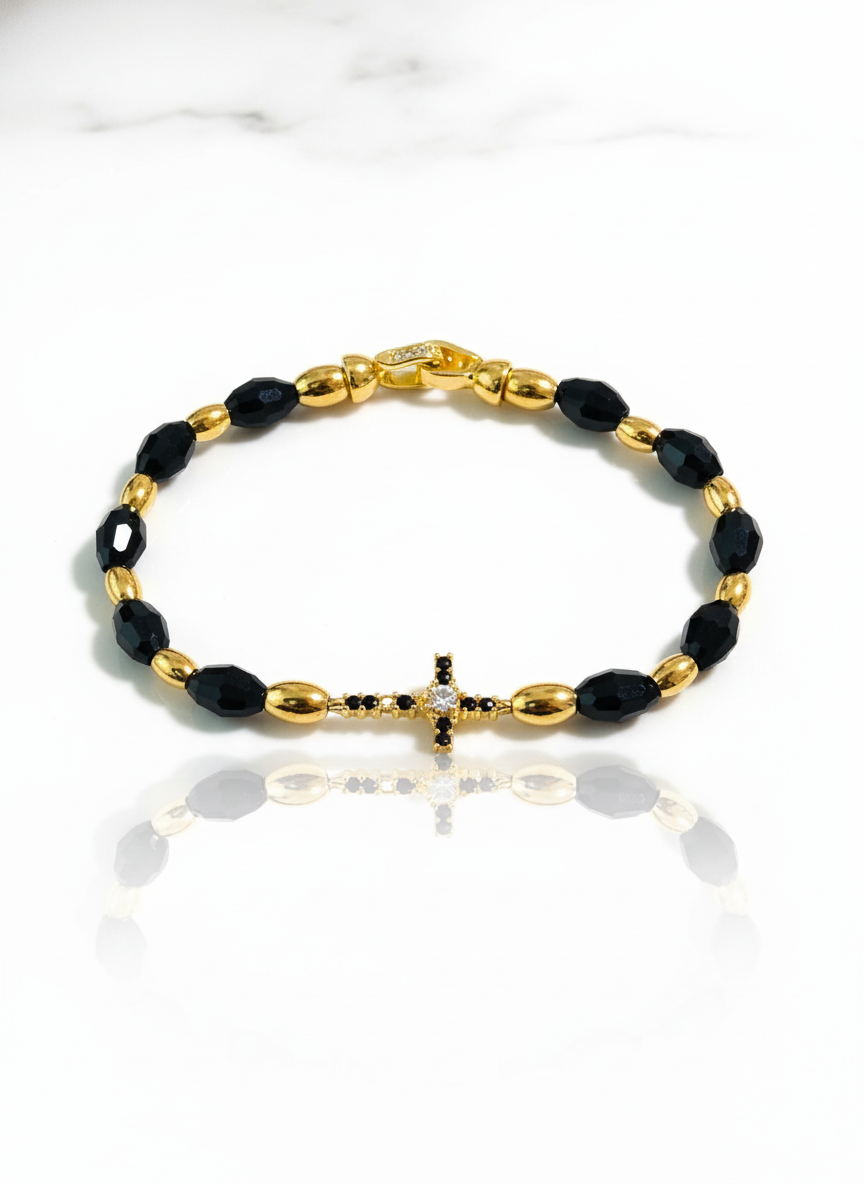 Bracciale Cross Gold & Black – Galiano Jewels