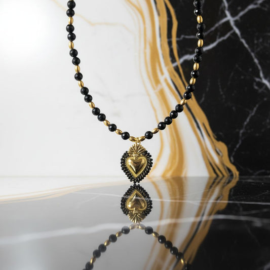 Collana Cuore Sacro Nera – Galiano Jewels